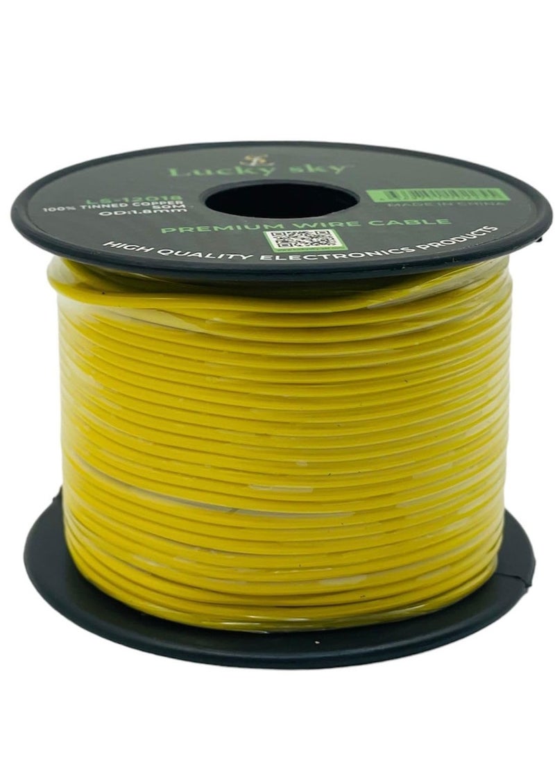 Lucky Sky - 20awg Wire Flexible Silicone Tinned Copper Wires Silicone Rubber Insulated Yellow  50M 164ft OD:-1.8mm 300V Stranded Hook up Wire. (YELLOW) - Image 1