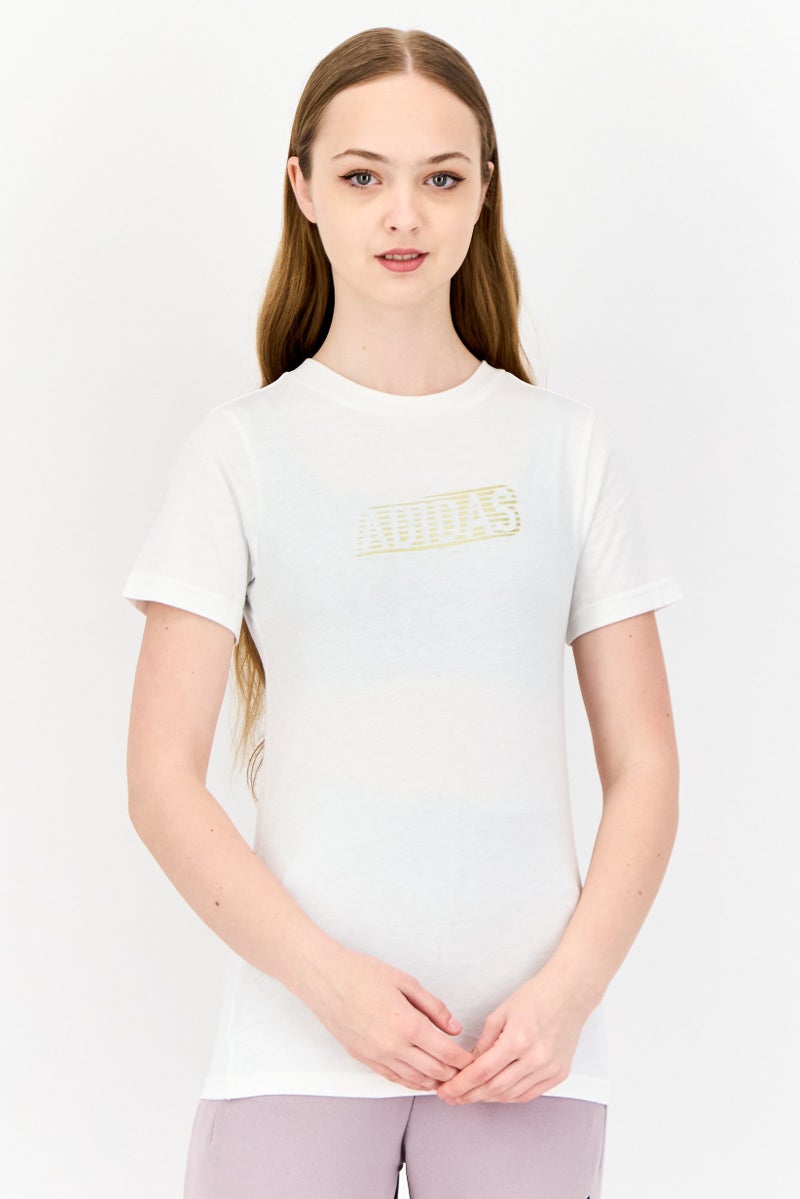 Adidas Women Sportswear Fit Short Sleeve Outdoor Top, White  - Image 1