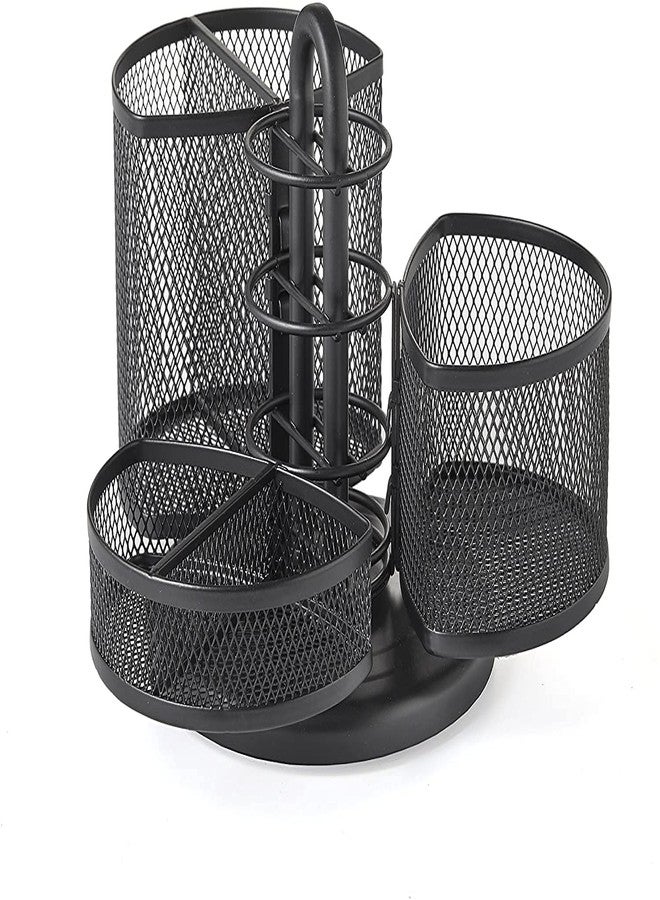 Nifty Solutions Nifty Desk and Office Organizing Carousel - Modern Black Powder Coated Finish, 3 Compartments with Dividers, Spins 360-Degrees, Lazy Susan Platform, Office Desk Organizer, School Supplies - Image 3