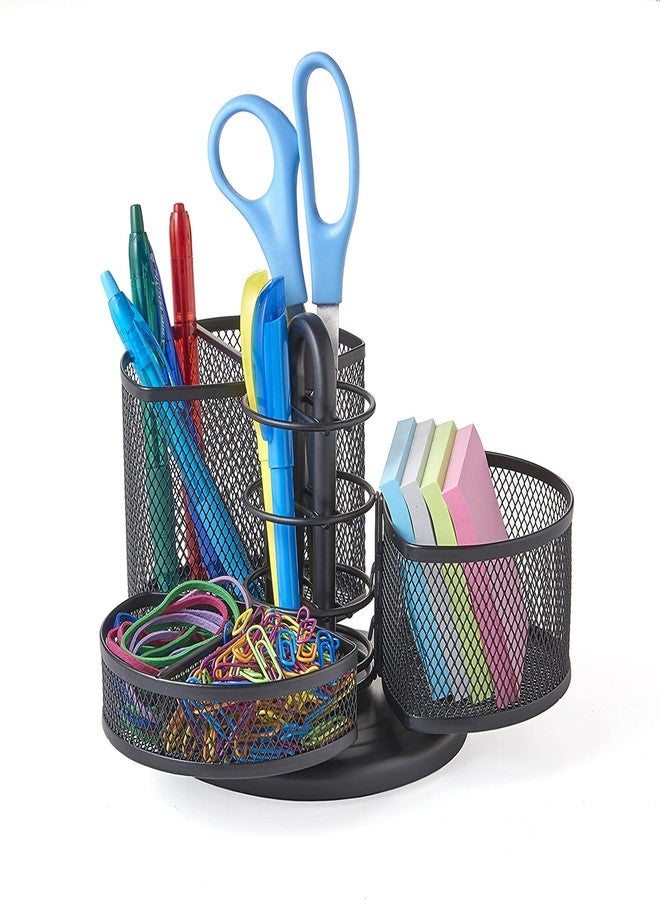 Nifty Solutions Nifty Desk and Office Organizing Carousel - Modern Black Powder Coated Finish, 3 Compartments with Dividers, Spins 360-Degrees, Lazy Susan Platform, Office Desk Organizer, School Supplies - Image 4