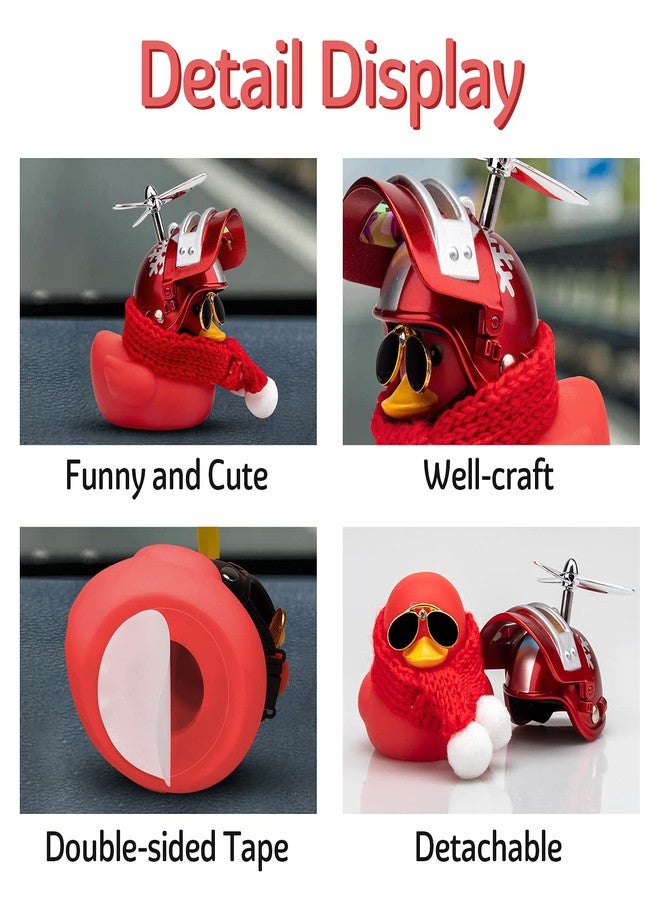 wonuu Rubber Duck Car Decoration Ornaments Duck Car Dashboard Decorations Cool Glasses with Propeller Helmet (Z-Snowflake-Red) - Image 2