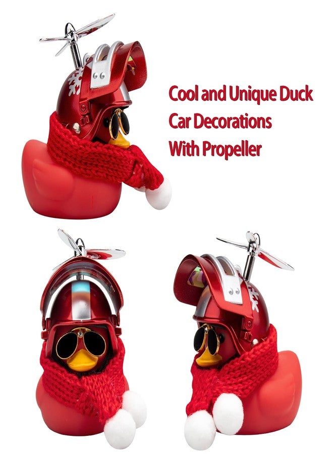 wonuu Rubber Duck Car Decoration Ornaments Duck Car Dashboard Decorations Cool Glasses with Propeller Helmet (Z-Snowflake-Red) - Image 3