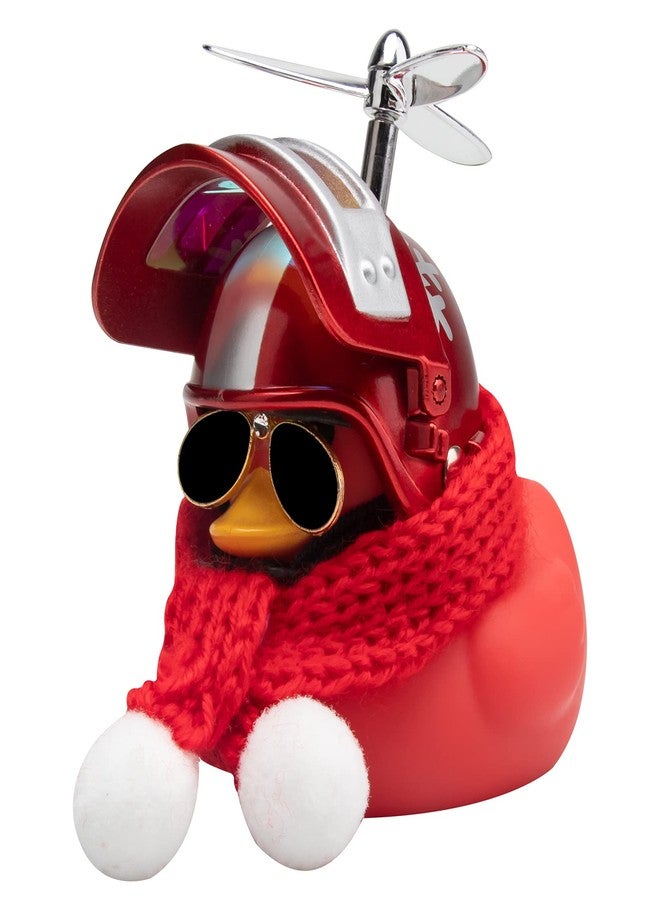 wonuu Rubber Duck Car Decoration Ornaments Duck Car Dashboard Decorations Cool Glasses with Propeller Helmet (Z-Snowflake-Red) - Image 1