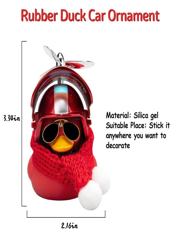 wonuu Rubber Duck Car Decoration Ornaments Duck Car Dashboard Decorations Cool Glasses with Propeller Helmet (Z-Snowflake-Red) - Image 4