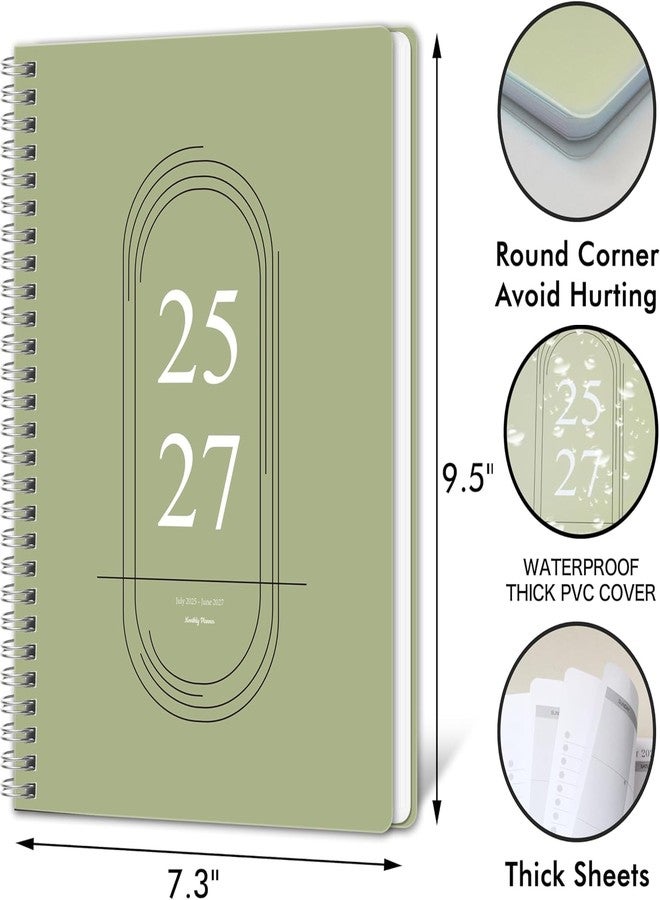 Kamoy Monthly Planner 2025-2027, Simplified Monthly Calendar Planner, 24 Months Calendar, July 2025 - June 2027, 7.3" * 9.5", Waterproof Cover with Spiral Bound, Monthly Planner for Office, School - Green - Image 2