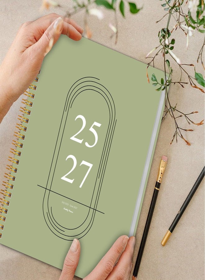Kamoy Monthly Planner 2025-2027, Simplified Monthly Calendar Planner, 24 Months Calendar, July 2025 - June 2027, 7.3" * 9.5", Waterproof Cover with Spiral Bound, Monthly Planner for Office, School - Green - Image 3