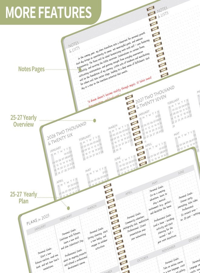 Kamoy Monthly Planner 2025-2027, Simplified Monthly Calendar Planner, 24 Months Calendar, July 2025 - June 2027, 7.3" * 9.5", Waterproof Cover with Spiral Bound, Monthly Planner for Office, School - Green - Image 5