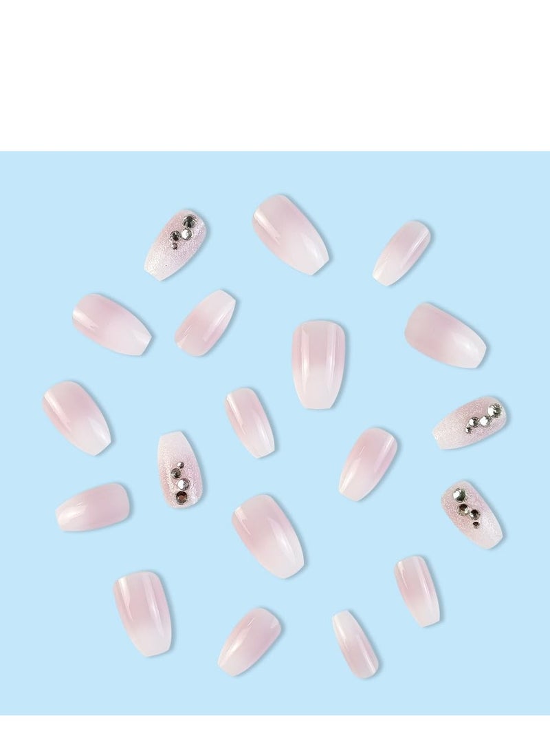 Press on Nails, 24-Piece Soft Gel French Press-On Nails Set, Short Fake Nails for a Salon-Quality Look, Fade-Resistant Acrylic Nails for a Chic French Girl Style, French Girl Fake Acrylic Nails With - Image 3