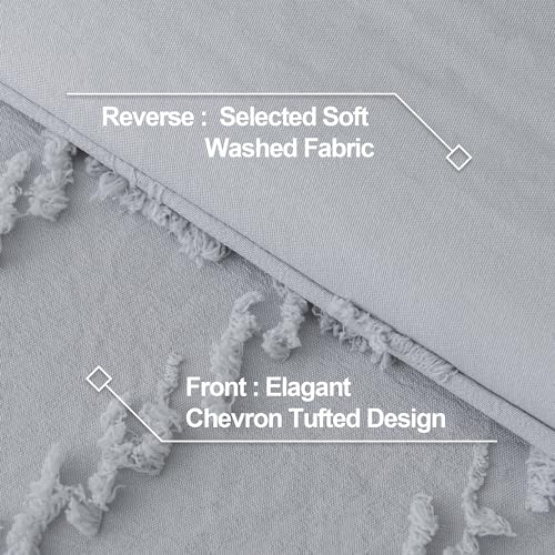 Andency King Comforter Silver Grey, Boho Grey Soft Warm Bedding Comforter Sets for King Size Bed Set, 3 Pieces Gray Cute Chevron Tufted Aesthetic Microfiber Lightweight Comforter Set - Image 5