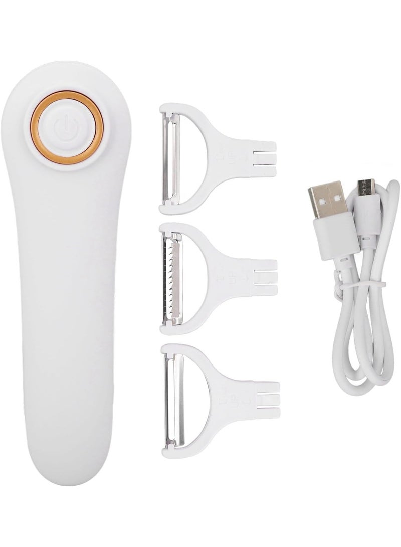قشارة فواكه كهربائية، قابلة لإعادة الشحن عبر USB، مصنوعة من ABS، مريحة وسهلة الاستخدام، مزودة بـ 3 شفرات للتقشير، مثالية لتقشير البطاطس والتفاح والجزر والخيار والخضروات الأخرى في المنزل. - Image 1