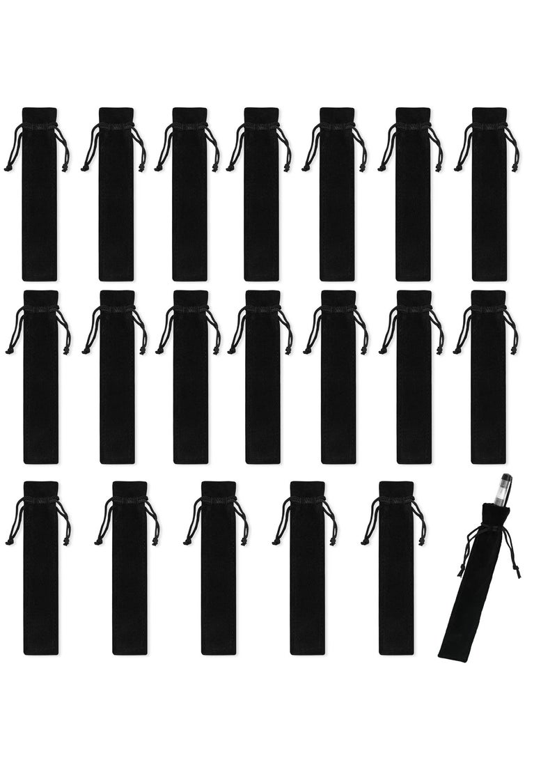 SYOSI Black Velvet Pen Pouches - 20-Pack Single Pen Gift Bags for School, Office, and Business Gifts - Drawstring Pen Holders for Elegant Packaging - Image 1