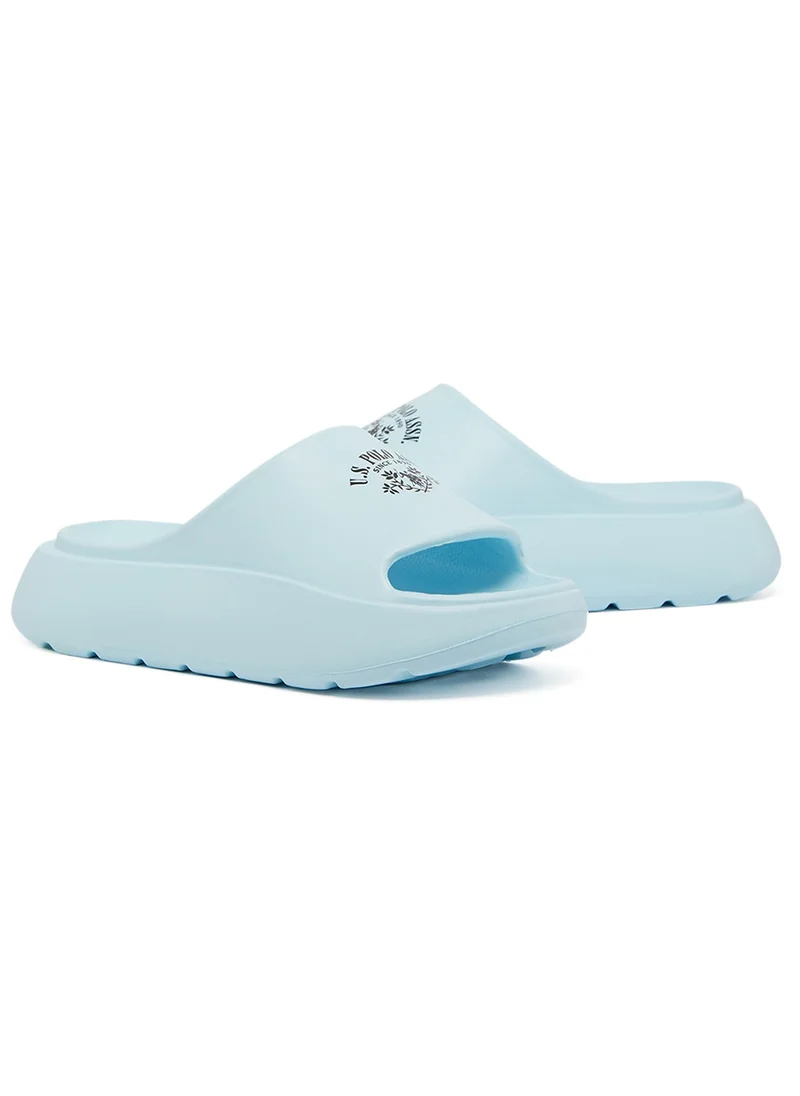 U.S. Polo Assn. Women's Light Blue Slides - High-Quality Sole Lightweight & Trendy Design