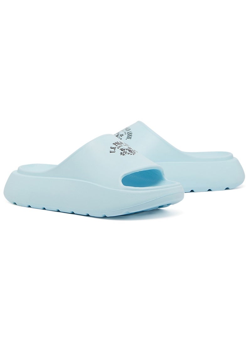 Women's Light Blue Slides - High-Quality Sole Lightweight & Trendy Design
