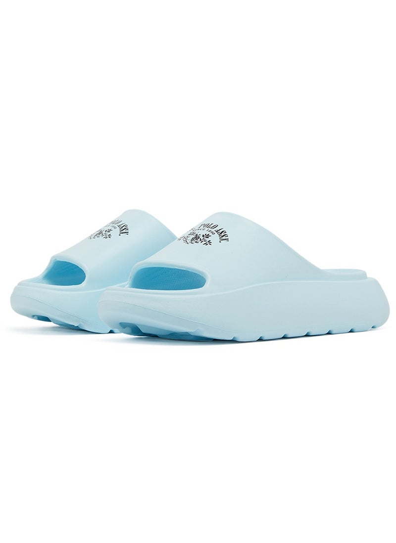 Women's Light Blue Slides - High-Quality Sole Lightweight & Trendy Design