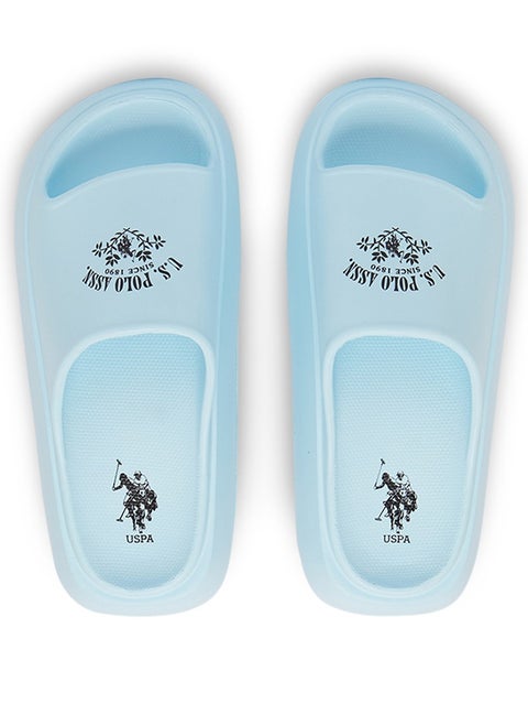 Women's Light Blue Slides - High-Quality Sole Lightweight & Trendy Design