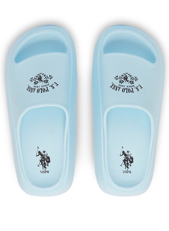 Women's Light Blue Slides - High-Quality Sole Lightweight & Trendy Design