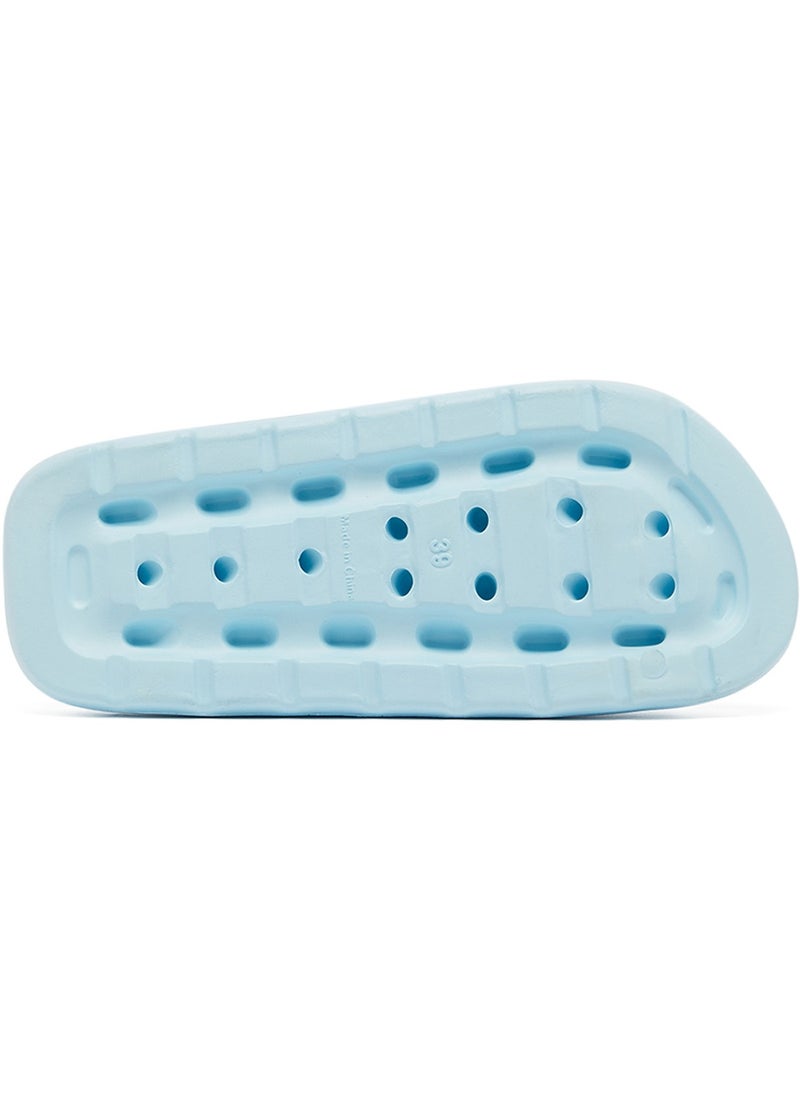 Women's Light Blue Slides - High-Quality Sole Lightweight & Trendy Design