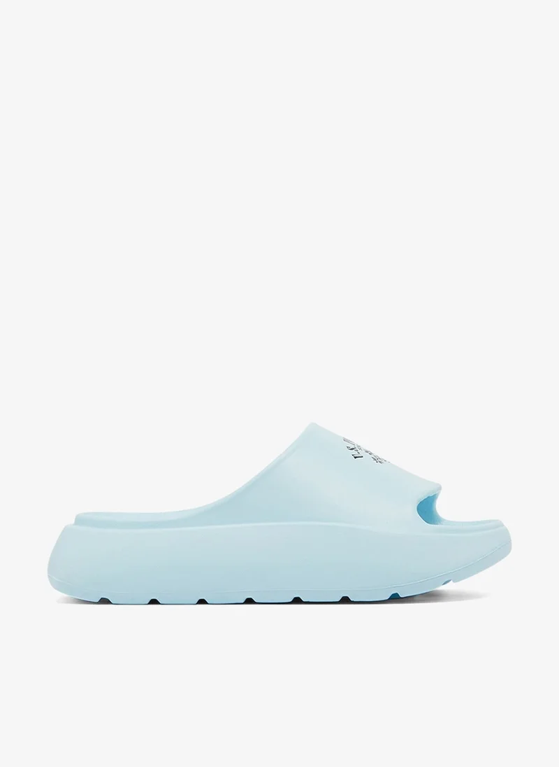 Women's Light Blue Slides - High-Quality Sole Lightweight Shoes & Trendy Design