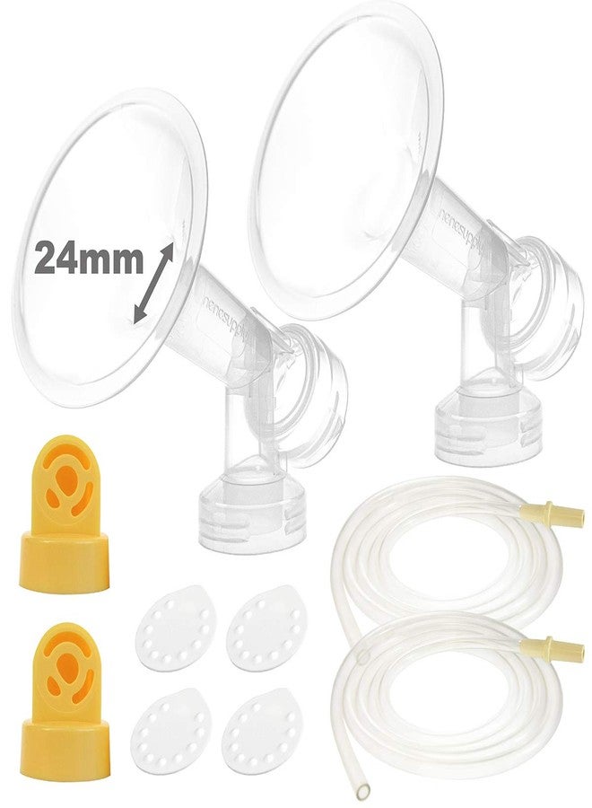 Nenesupply Pump Parts with 24mm Flanges Compatible with Medela Pump in Style Parts Accessories Breast Pump Not Original Medela Pump Parts Incl. 24mm Flange Breastshield Connector Valve Membrane Tubing - Image 1