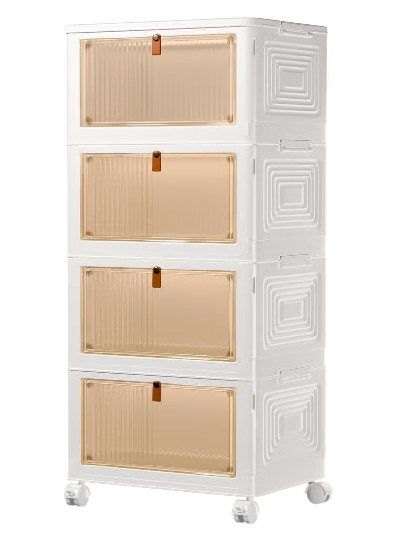 AGD Transparent Storage Organizer, Stackable Storage Boxes with Wheels, Multi-Purpose Foldable for Home and Office - Image 4