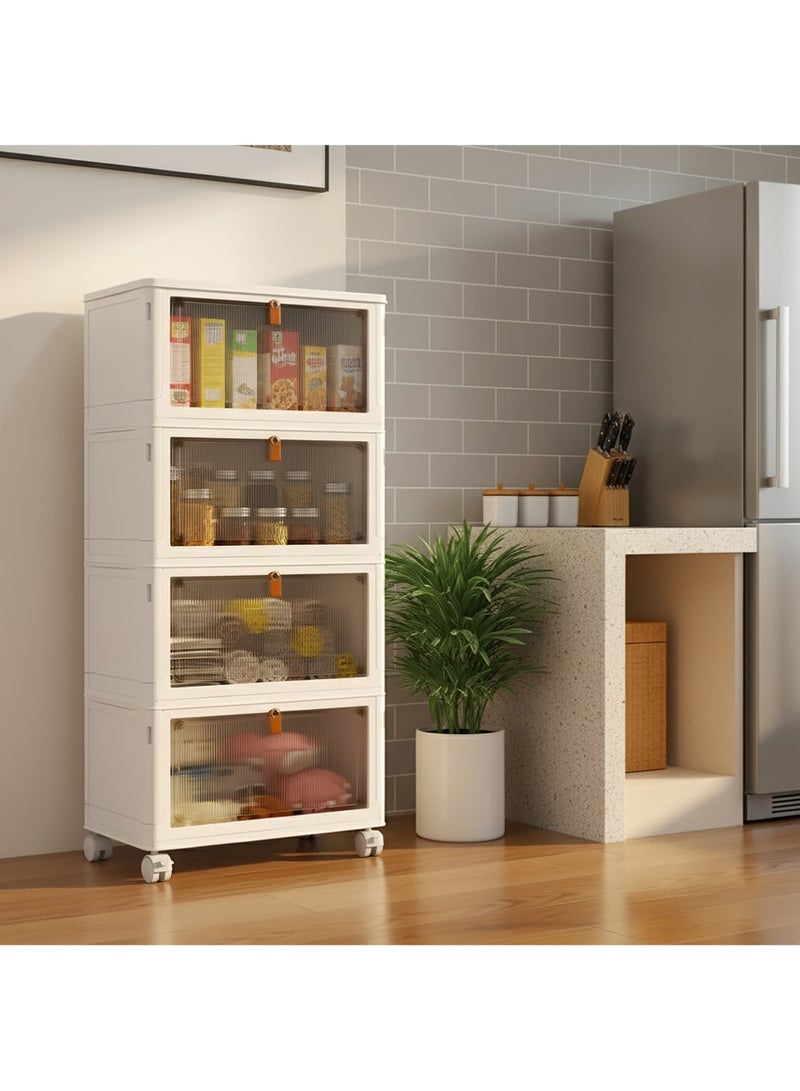 AGD Transparent Storage Organizer, Stackable Storage Boxes with Wheels, Multi-Purpose Foldable for Home and Office - Image 3