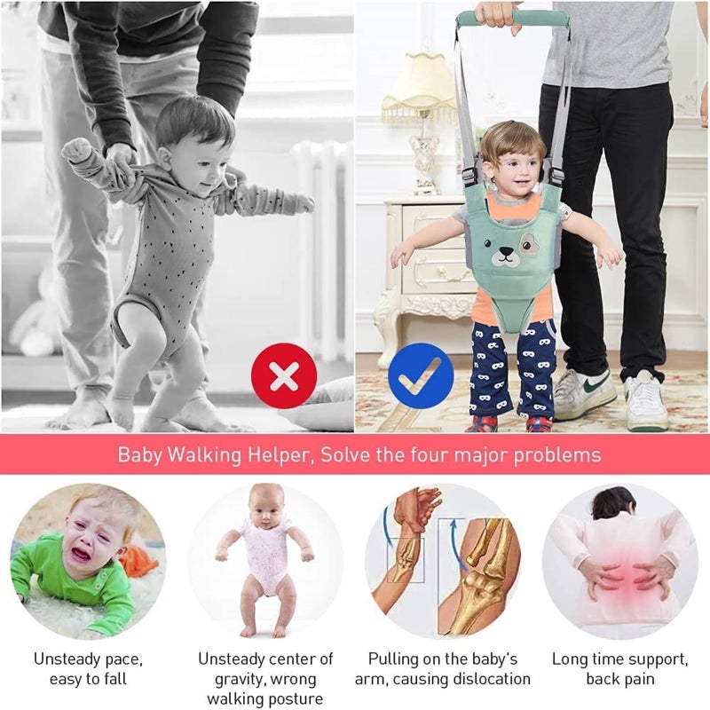 AVIZCVE Baby Walking Harness, Handheld Kids Walker Helper, New Upgrade Breathable and Adjustable Toddler Infant Walker Harness Assistant Belt with Instructions for 7-24 Month (Green) - Image 4