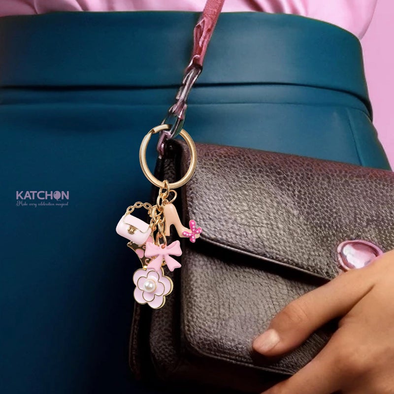 KatchOn, Cute Keychains for Women | Pink Accessories, Bag Charms for Handbags, Backpack Keychains for Girls, | Pink Keychain Purse, Flower & Bow Charms Key Chain for Girls Birthday Gift for Her - Image 4