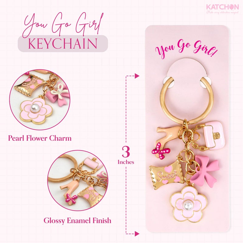 KatchOn, Cute Keychains for Women | Pink Accessories, Bag Charms for Handbags, Backpack Keychains for Girls, | Pink Keychain Purse, Flower & Bow Charms Key Chain for Girls Birthday Gift for Her - Image 2