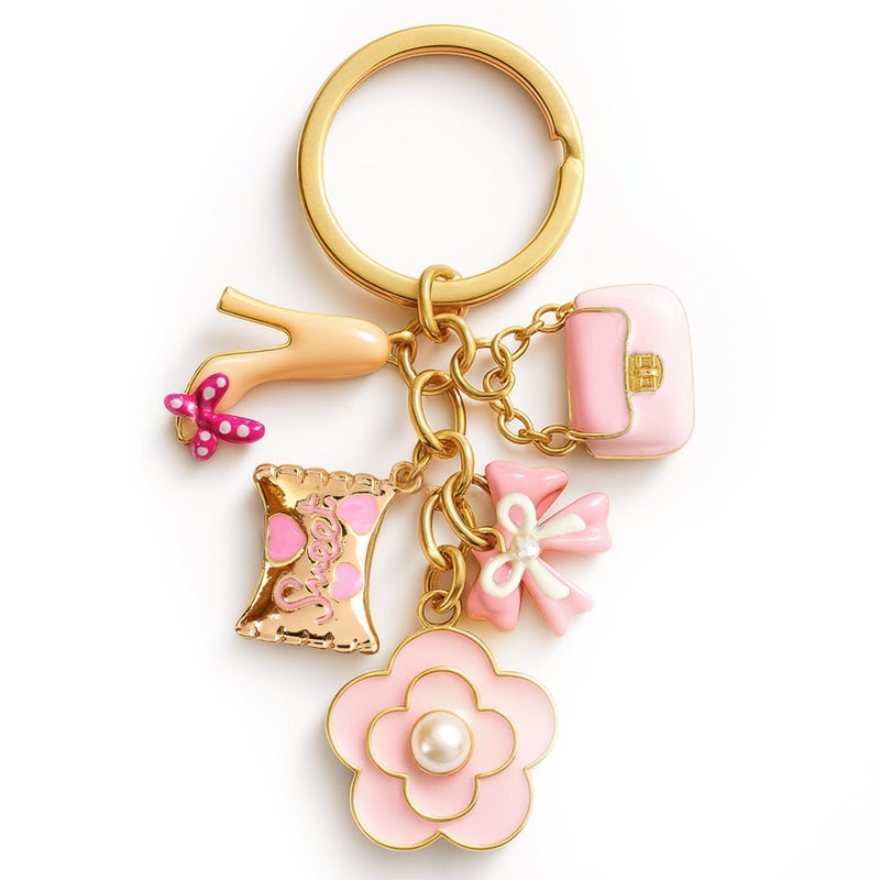KatchOn, Cute Keychains for Women | Pink Accessories, Bag Charms for Handbags, Backpack Keychains for Girls, | Pink Keychain Purse, Flower & Bow Charms Key Chain for Girls Birthday Gift for Her - Image 1