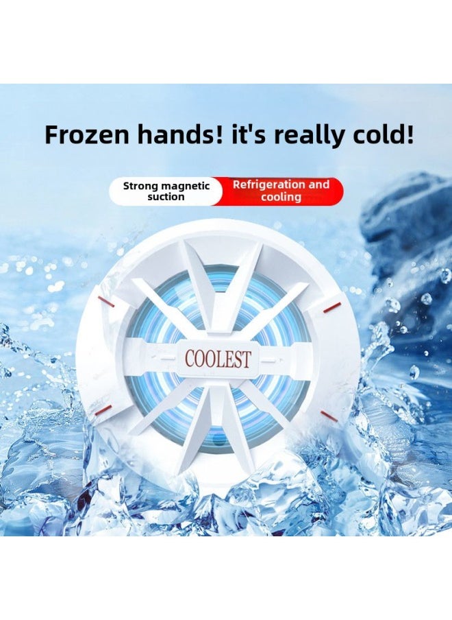 Generic Mobile Phone Magnetic Radiator Semiconductor Icing Refrigeration Back Clip Game Live For Apple-Color:[cooling Master + E-sports Finger Gloves] - Mobile Phone Magnetic Radiator (white) + Black Clip  - Image 2