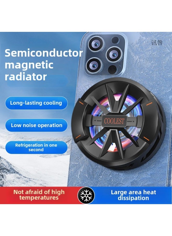 Generic Mobile Phone Magnetic Radiator Semiconductor Icing Refrigeration Back Clip Game Live For Apple-Color:[cooling Master + E-sports Finger Gloves] - Mobile Phone Magnetic Radiator (white) + Black Clip  - Image 4