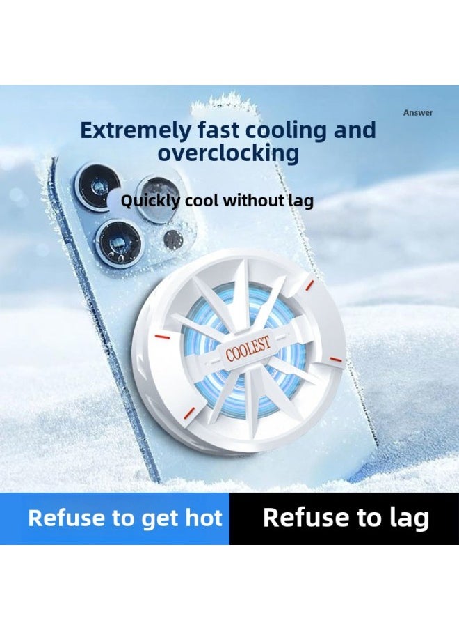 Generic Mobile Phone Magnetic Radiator Semiconductor Icing Refrigeration Back Clip Game Live For Apple-Color:[cooling Master + E-sports Finger Gloves] - Mobile Phone Magnetic Radiator (white) + Black Clip  - Image 3
