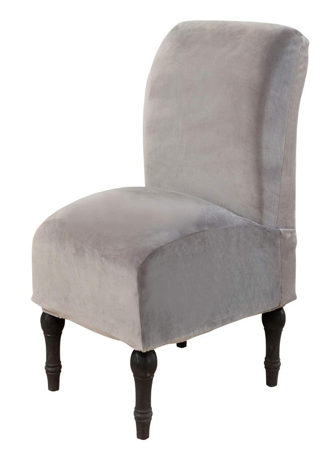 MIFXIN Velvet Armless Accent Chair Covers Stretchy Slipper Chair Couch Slipcovers Removable Washable Furniture Protector Covers for Living Room Home Hotel Office (Silver Grey) - Image 1