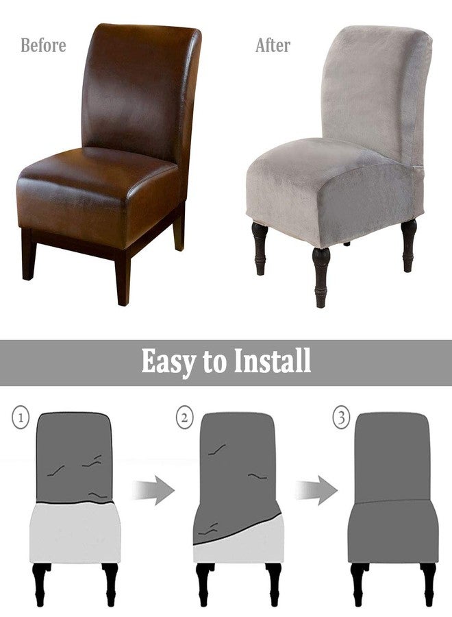 MIFXIN Velvet Armless Accent Chair Covers Stretchy Slipper Chair Couch Slipcovers Removable Washable Furniture Protector Covers for Living Room Home Hotel Office (Silver Grey) - Image 5