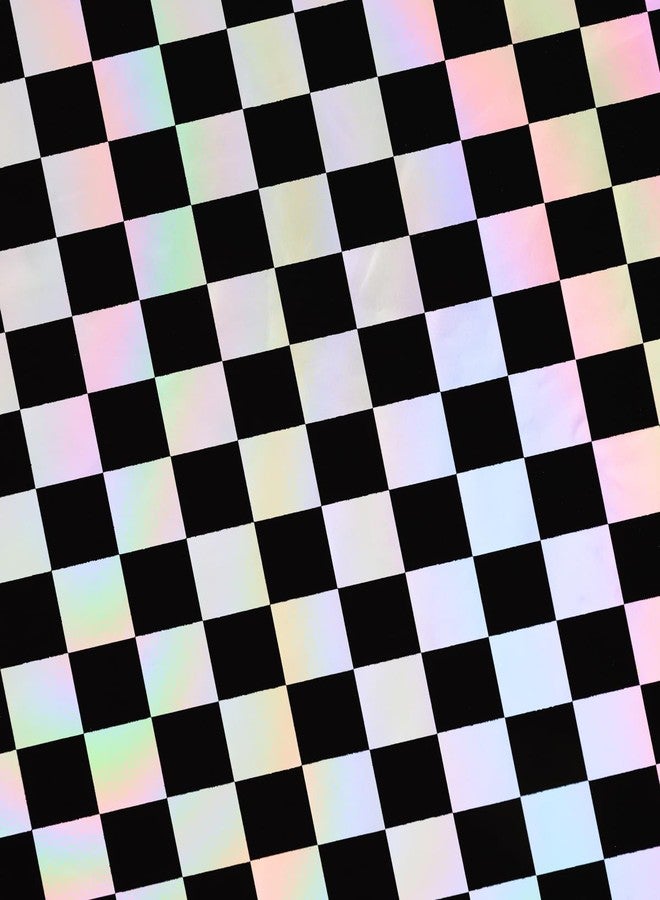 xo, Fetti Black and Iridescent Checkered Washable Tablecloth - 9 ft. | Birthday Party Decorations, Disco Bachelorette Party Supplies, Retro Tableware, Cute Table Cover - Image 5