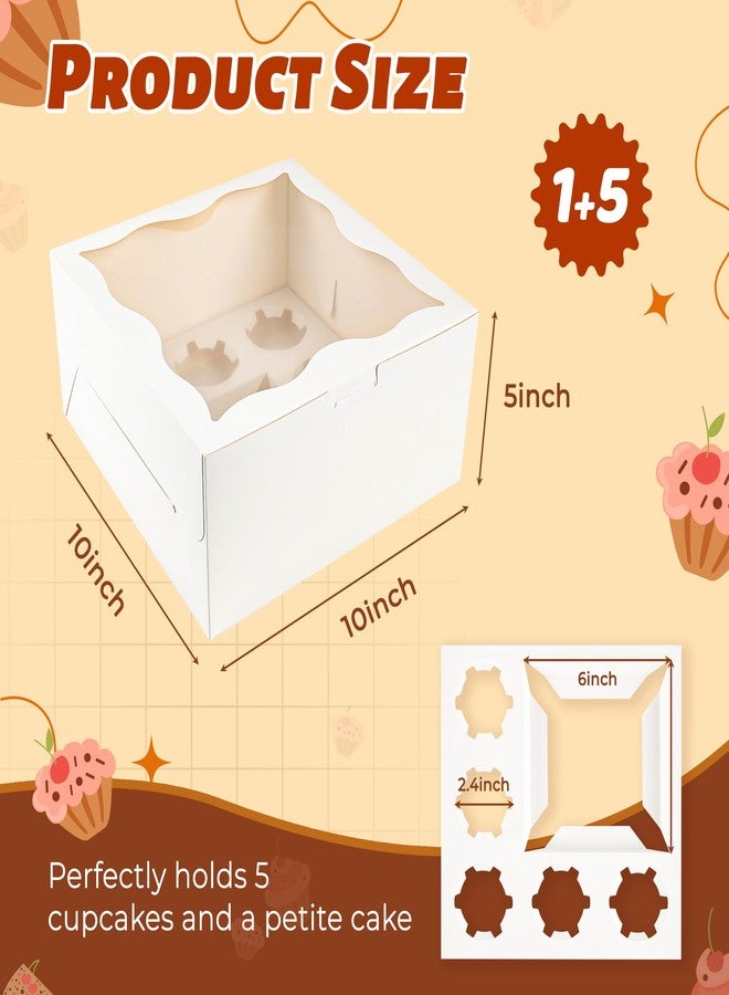 NPLUX 4 Packs 1+5 Bento Cake and Cupcake Box Bento Box with Clear Window Fit 5 Cupcakes and 1 Mini Cake for Packaging Gift Baked Goods - Image 3