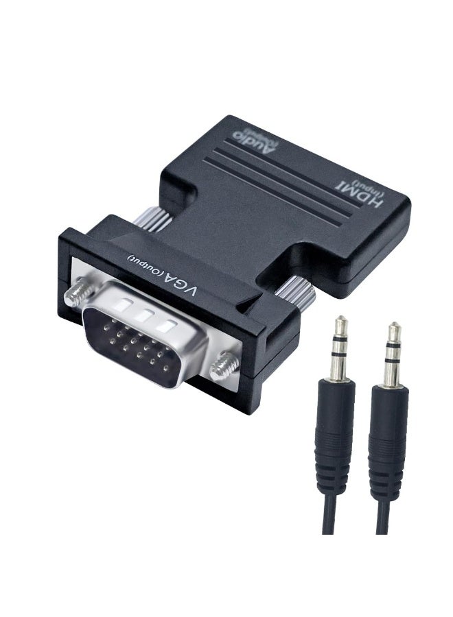 شابية محول HDMI إلى VGA اتجاهي مع منفذ صوت 3.5 مم (مخرج مصدر HDMI للكمبيوتر المحمول إلى تلفزيون VGA) لشاشة الكمبيوتر القديمة وجهاز العرض والفيديو 1080P (مدخل HDTVأنثى ومخرج VGA ذكر) - Image 1