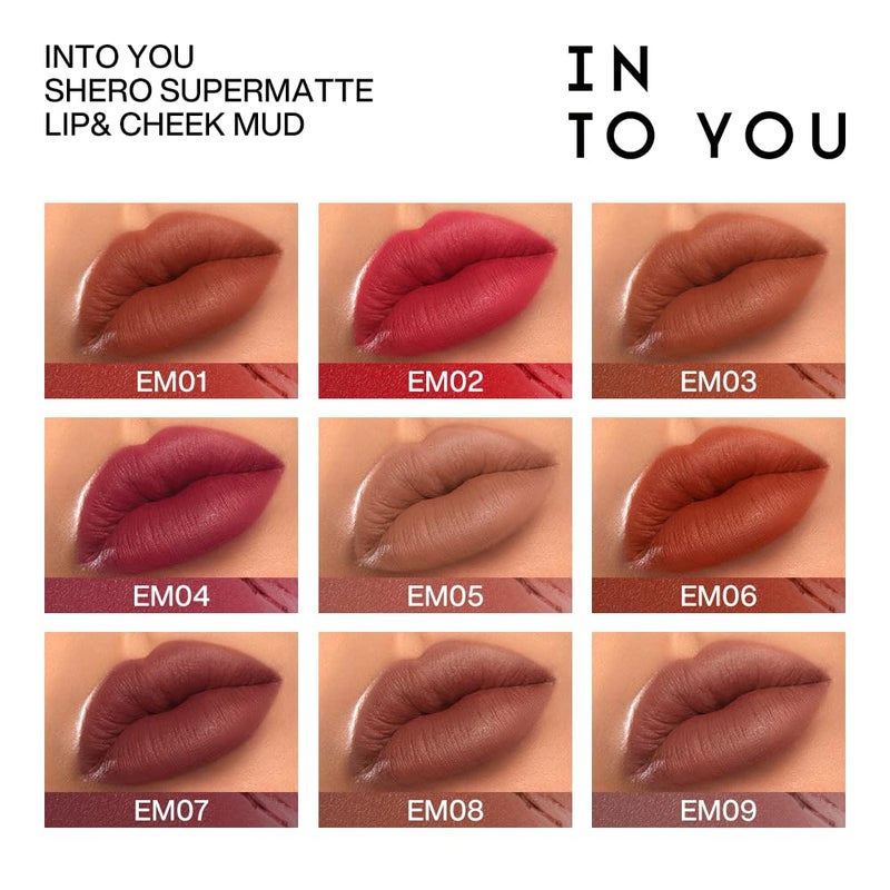 INTO YOU Matte, Super Stay, Waterproof, Long Lasting Lipcolor with Lightweight Lip Mud Texture, Dual-use for Lips and Cheek, Red Lipstick (EM01) - Image 5