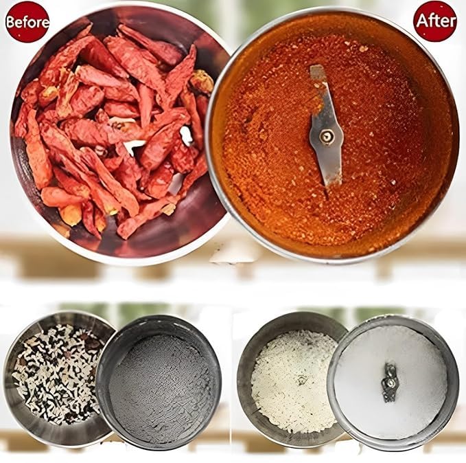KITCY مطحنة قهوة كهربائية من الفولاذ المقاوم للصدأ KITCY لطحن حبوب القهوة والتوابل، مطحنة توابل صغيرة محمولة للاستخدام المنزلي والمكتبي، فضي، عبوة 1 - Image 5