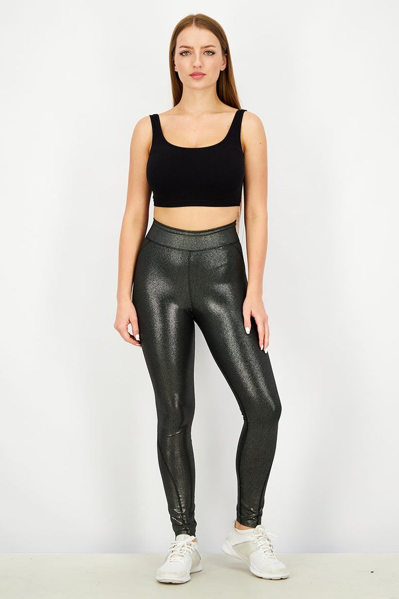 Adidas Women Sportwear Fit Training Tights, Silver and Black - Image 3