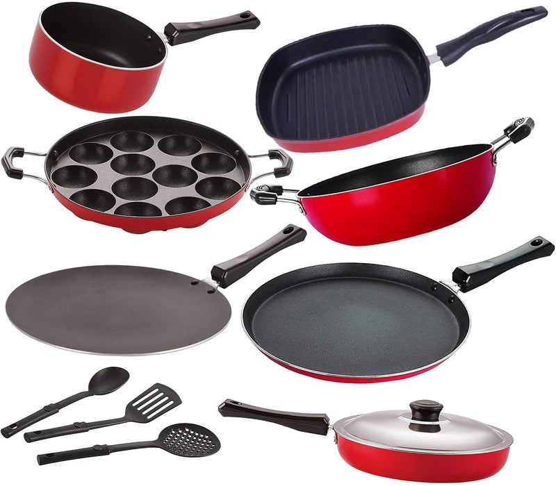 Nirlon Nirlon Non Stick Coated Chemical Free Healthy Kitchen Cooking Utensil Combo Set [FT12_CT12_FP12_KD14_SP(M)_AP12_GP24_3SPN] 