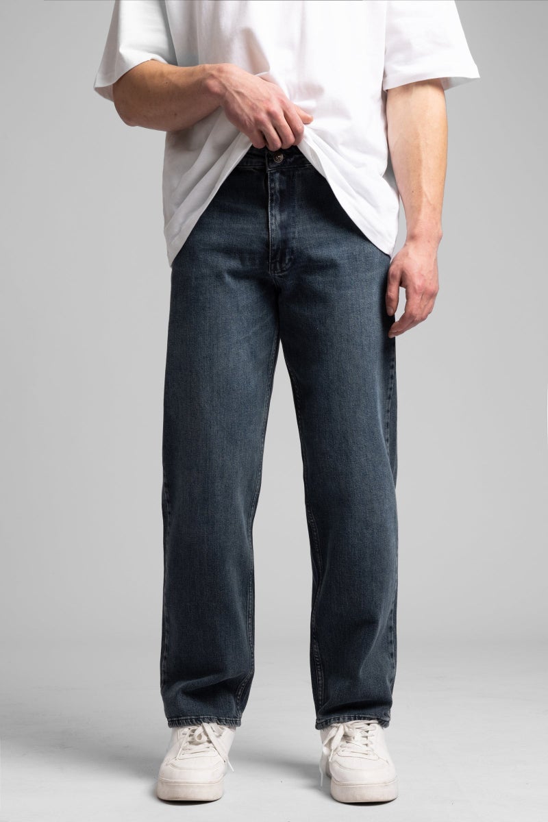 Catch Stonewashed Dark Blue Baggy Fit Jean - Image 1