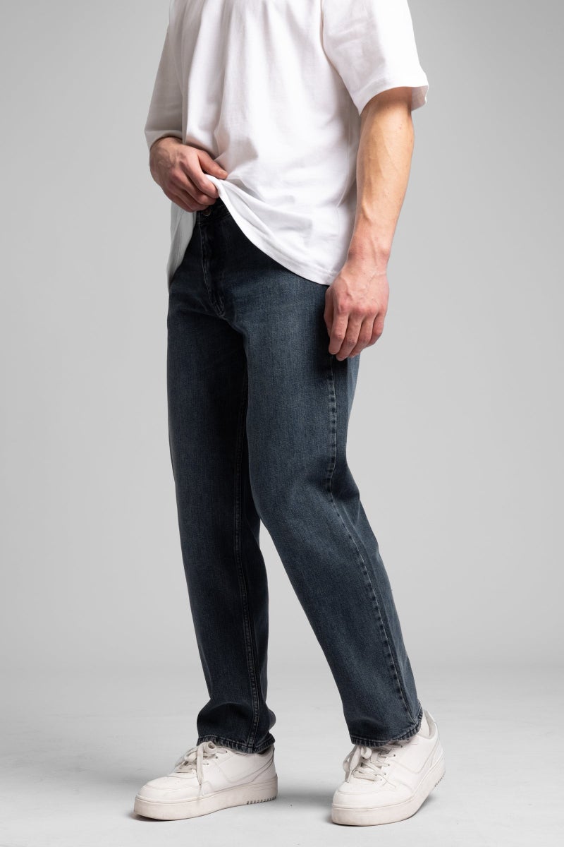 Catch Stonewashed Dark Blue Baggy Fit Jean - Image 2