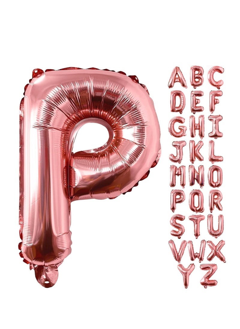 بارتي ويذ إيما بالونات من الذهب الوردي من الألف إلى الياء 32 بوصة بالونات الأبجدية الكبيرة من الذهب الوردي رقائق الهيليوم لتزيين الذكرى السنوية لحفل زفاف عيد ميلاد (ذهبي وردي-P) - Image 1