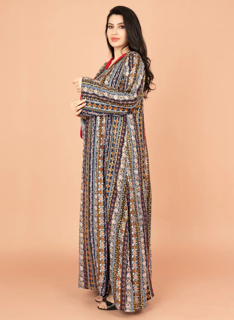IKKXA Elegant Patterns Collared Jalabiya IN028