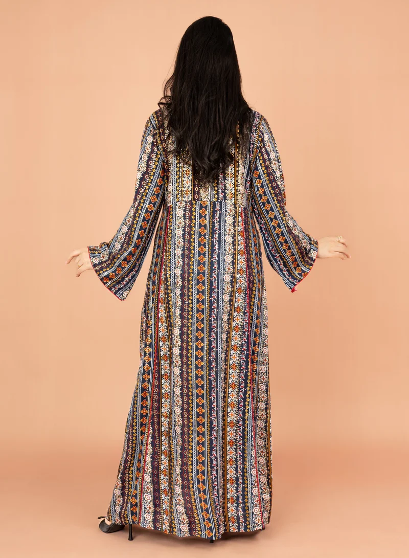 IKKXA Elegant Patterns Collared Jalabiya IN028