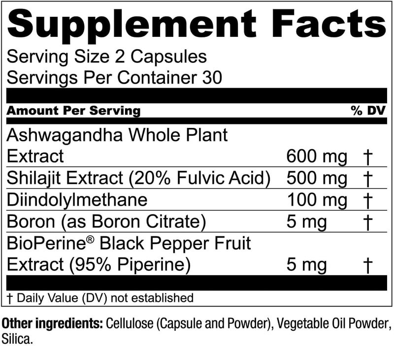 Essential Elements Male Health Supplement  Muscle Support  THealth with DIM Ashwagandha Shilajit More  THero 60 Vegan Capsules - Image 3