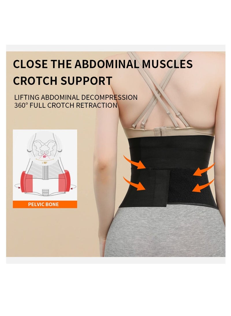 XiuWoo Waist trainer for women bandage tummy wrap weight loss compression tummy control belt body shaper belt waist trimmer bandage wrap black  - Image 5