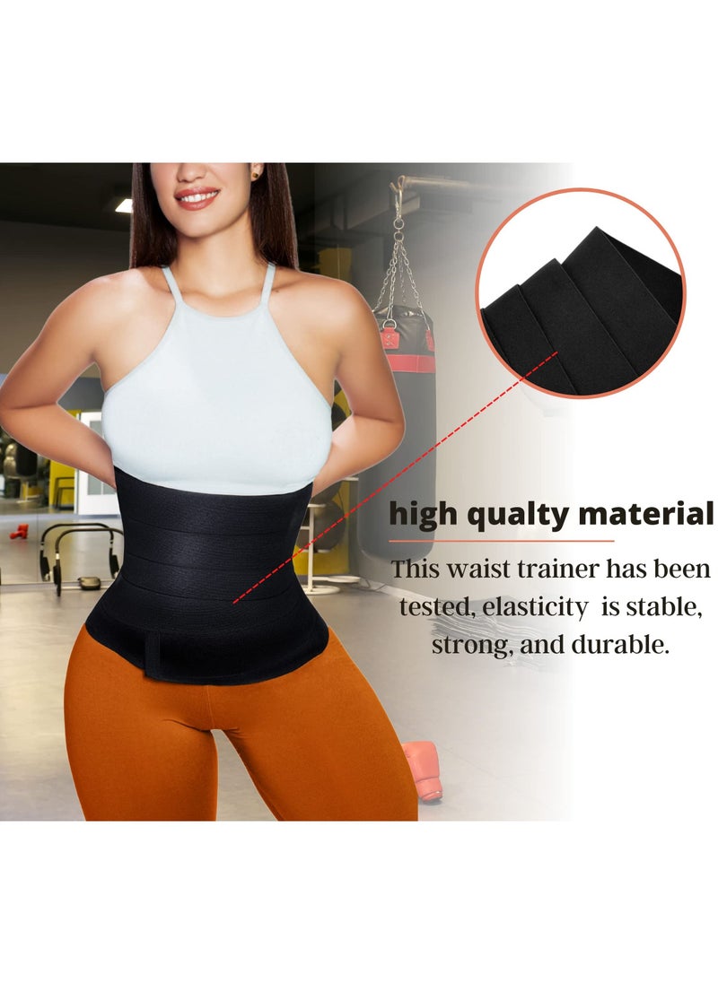 XiuWoo Waist trainer for women bandage tummy wrap weight loss compression tummy control belt body shaper belt waist trimmer bandage wrap black  - Image 3