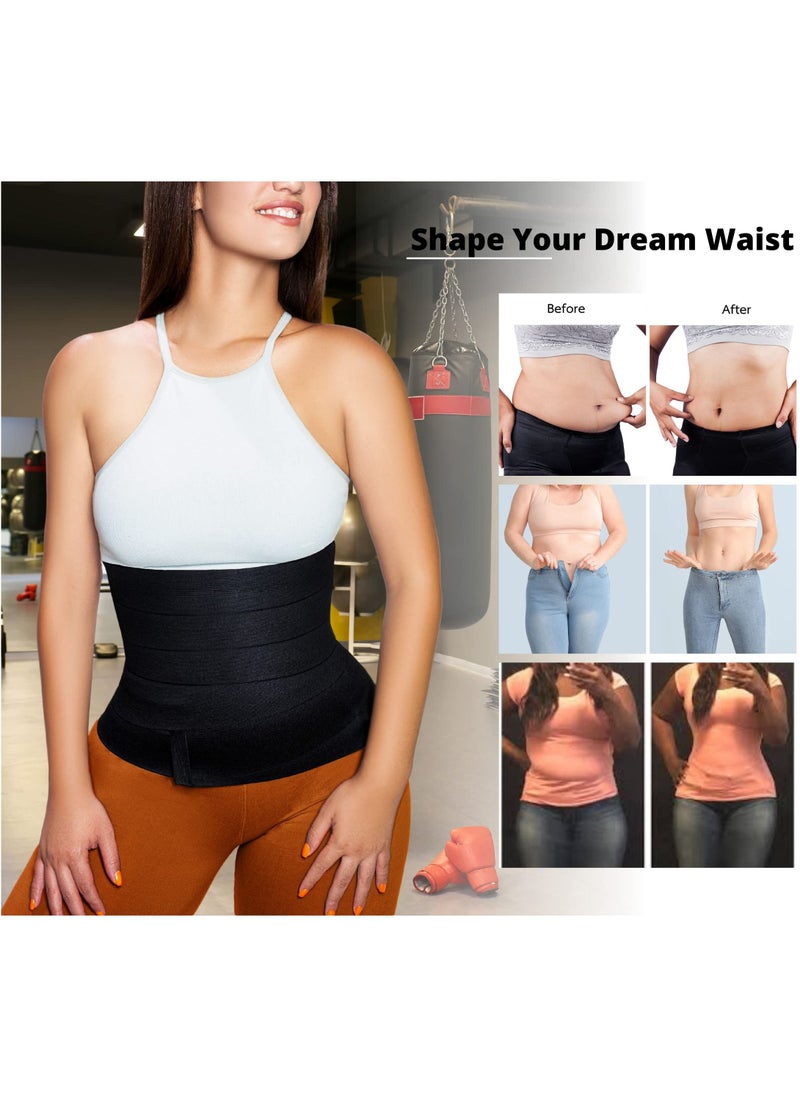 XiuWoo Waist trainer for women bandage tummy wrap weight loss compression tummy control belt body shaper belt waist trimmer bandage wrap black  - Image 4